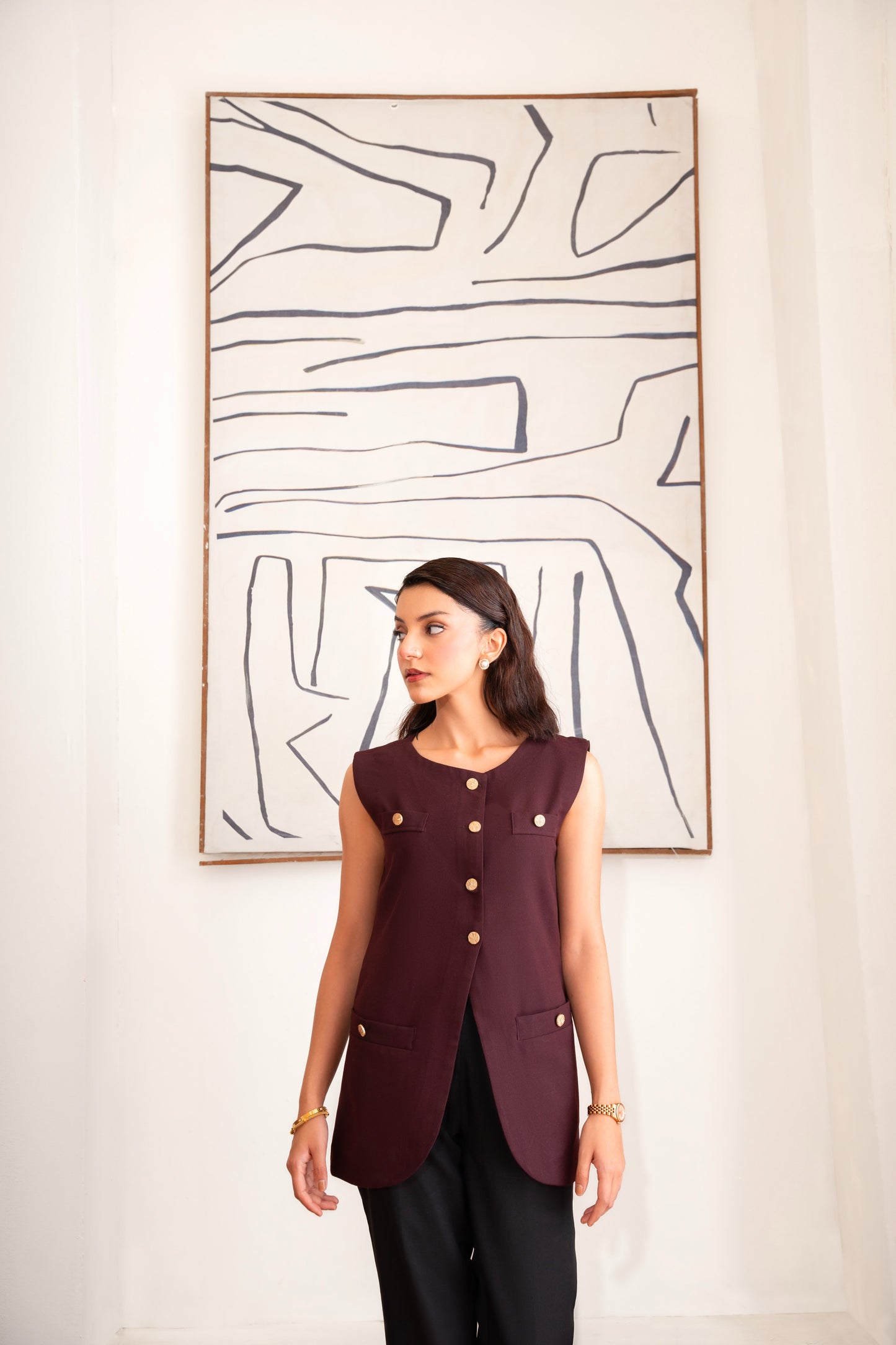 KATE: Wine burgundy Waistcoat top