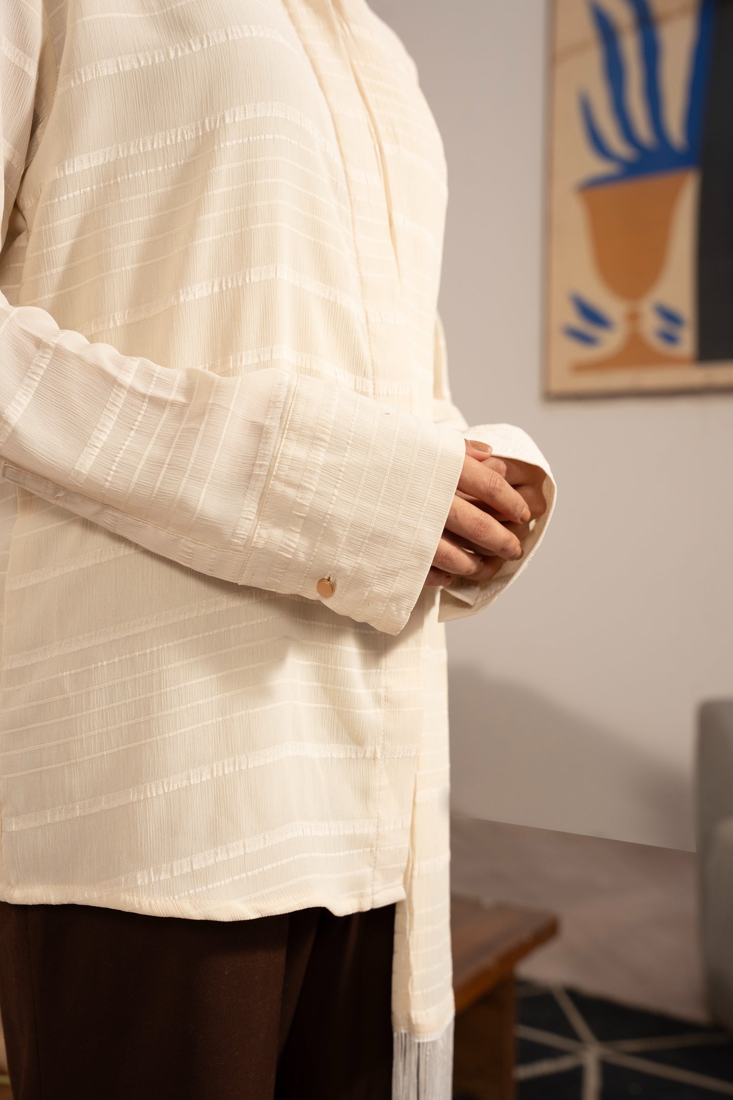 BLAIR: Off-white scarf shirt